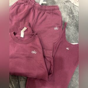 Alo Burgundy Active Set - Top, Joggers & Tank